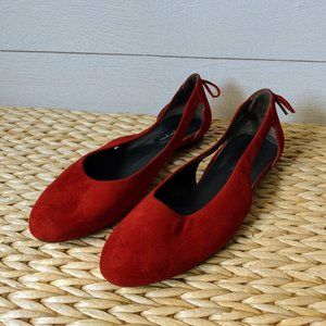 Paul Green Maureen Cutout Red Suede Flats 9